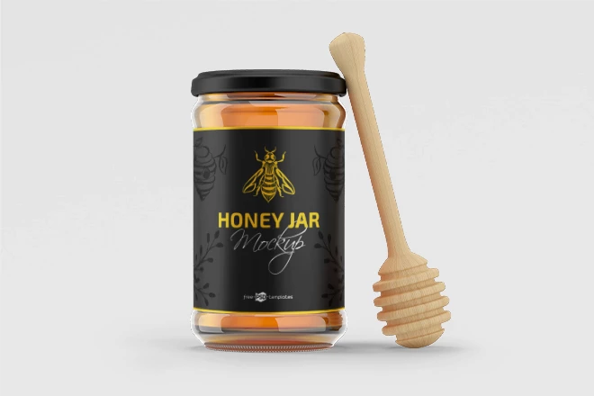 Free PSD Honey Jar Mockup Set