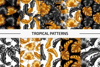10 Free Tropical Vector Patterns Set