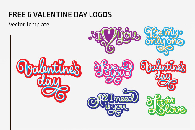 Free Vector Valentine Day Logos Set – Free PSD Templates