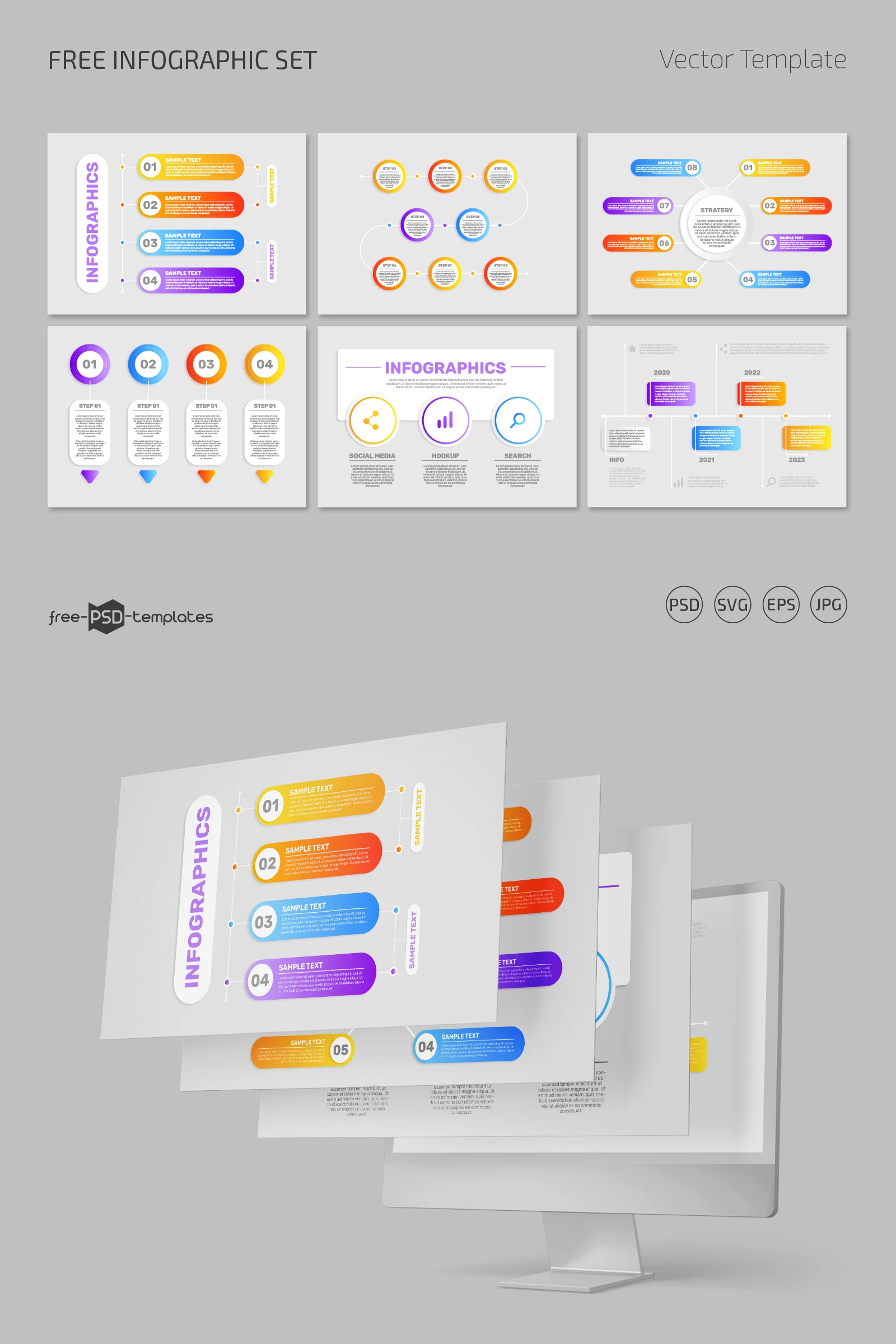 Free Vector Infographic Set (PSD, EPS, JPG)