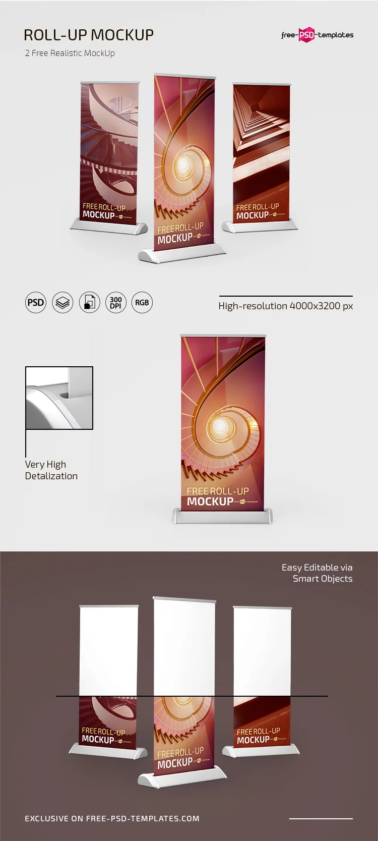 Free PSD Roll-up Mockup Template