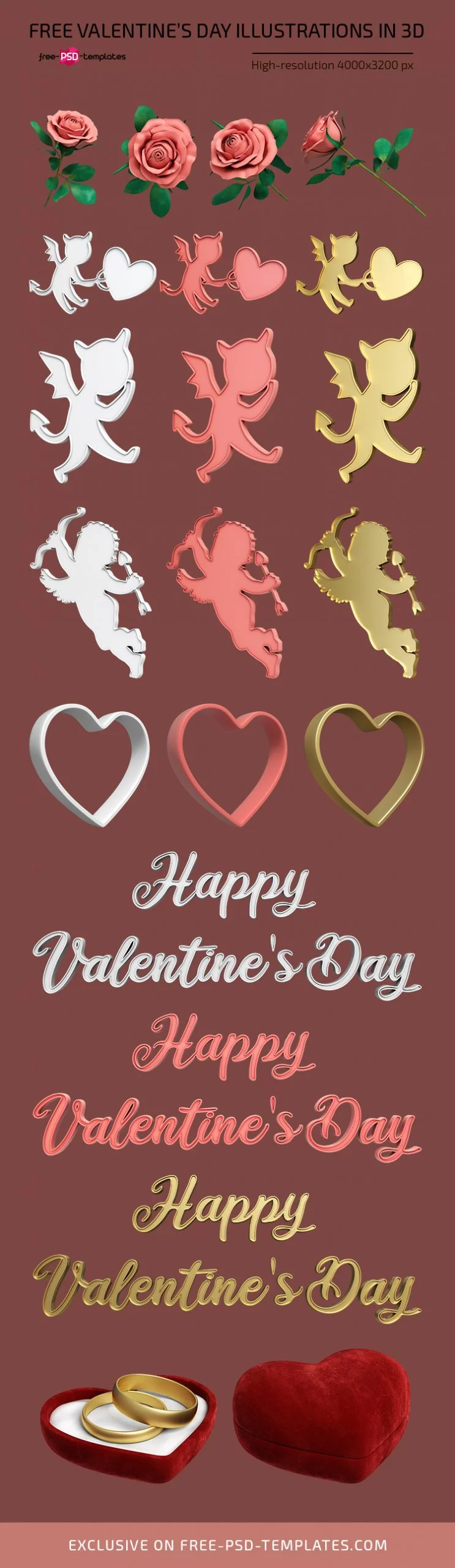 Free Valentine’s Day Illustrations in 3D