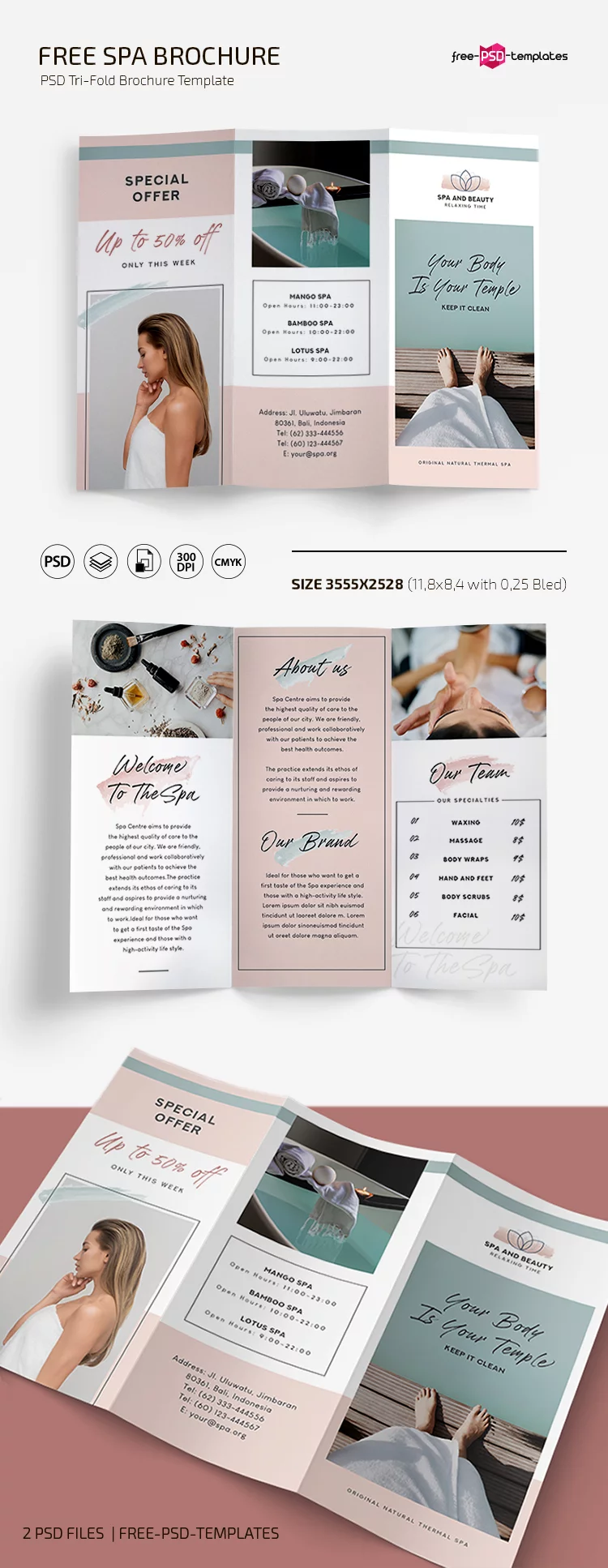 Free Spa Trifold Brochure Template
