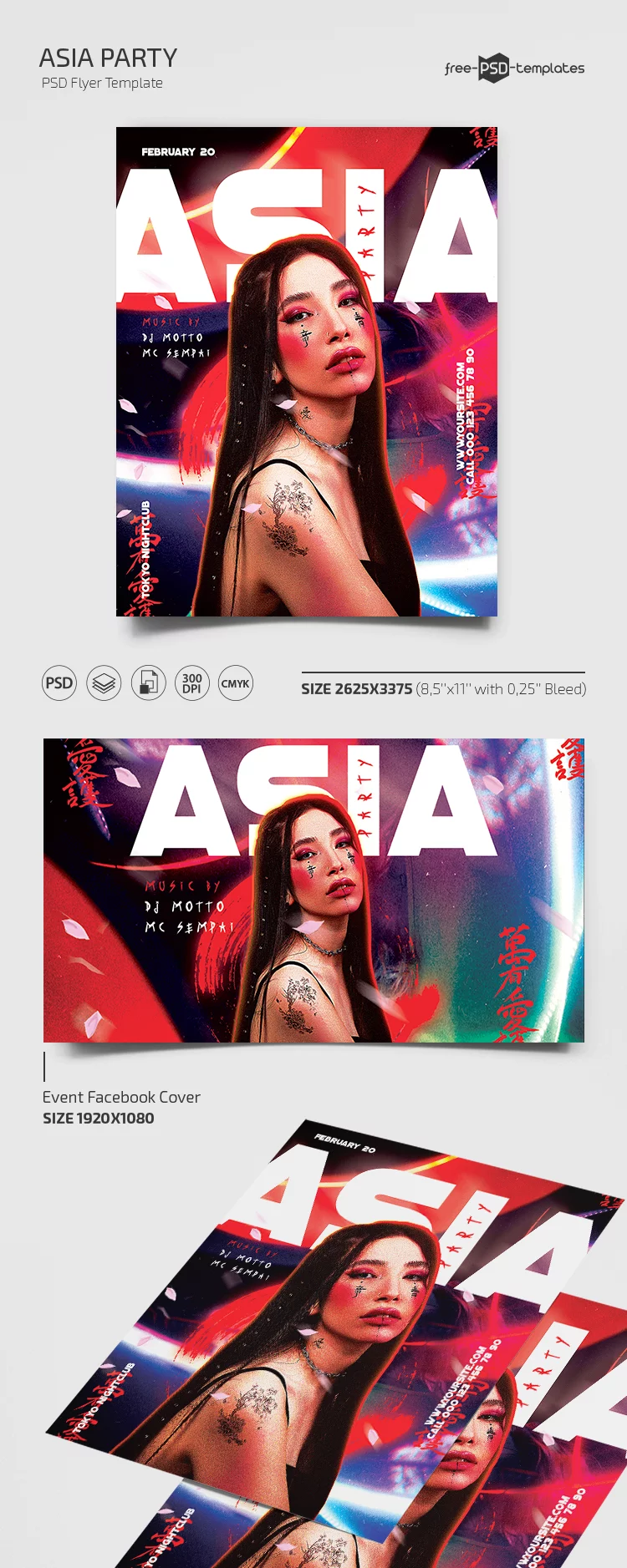 Free Asia Party Flyer Template in PSD