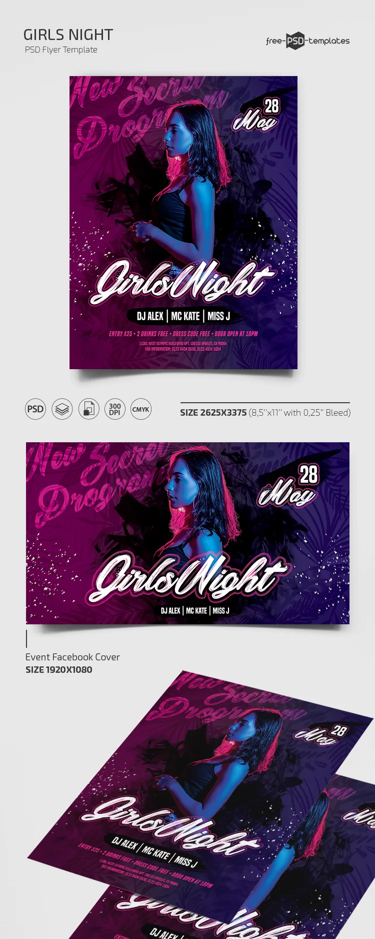 Free Girls Night Flyer Template in PSD