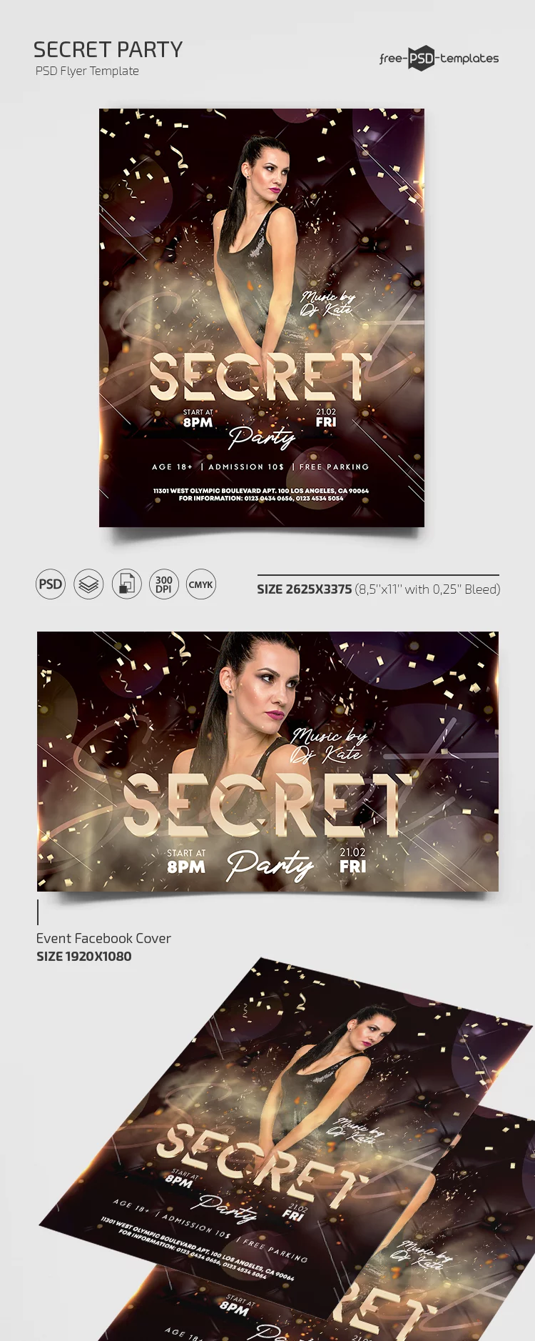 Free Secret Party Flyer Template in PSD