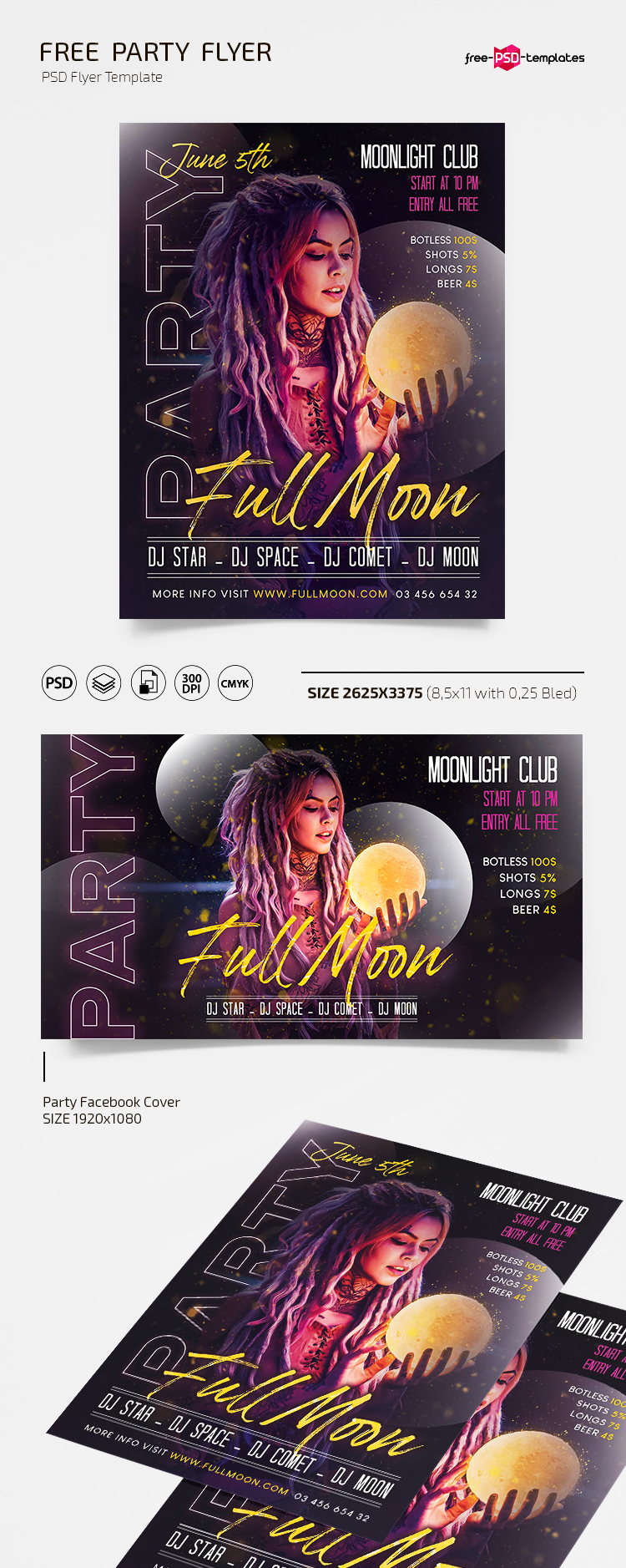 Free Full Moon Party Flyer Templates Free Psd Templates