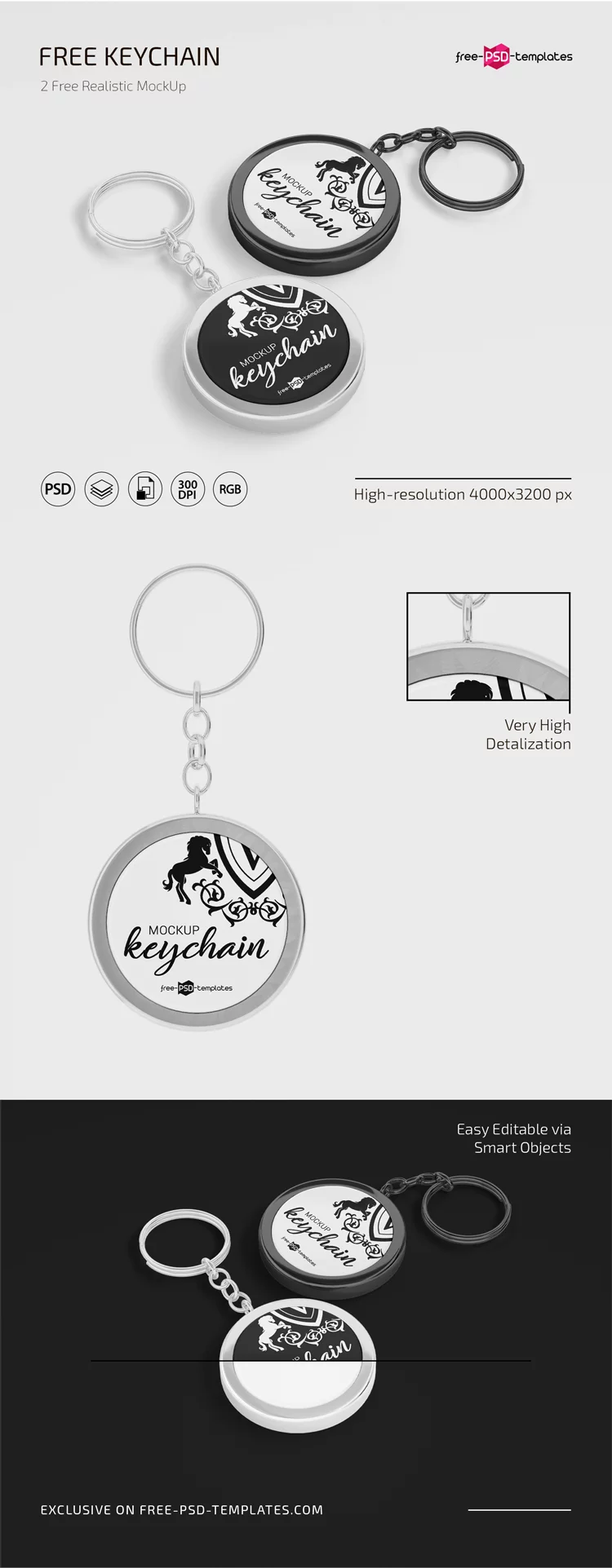 Free PSD Keychain Mockup Set