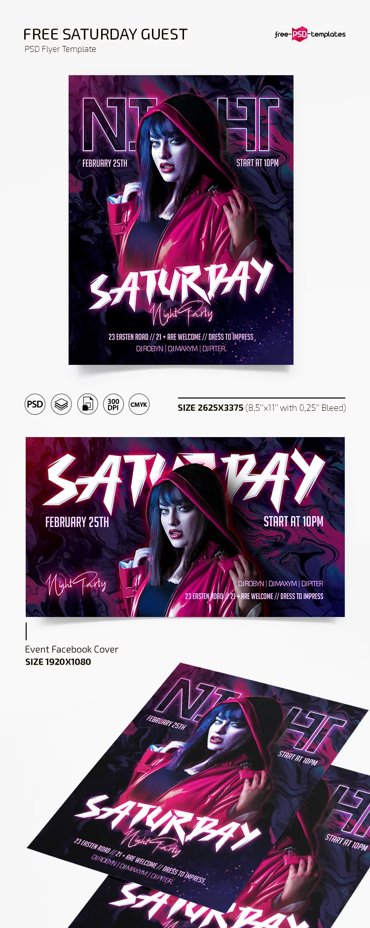 Free Saturday Party Flyer Template in PSD