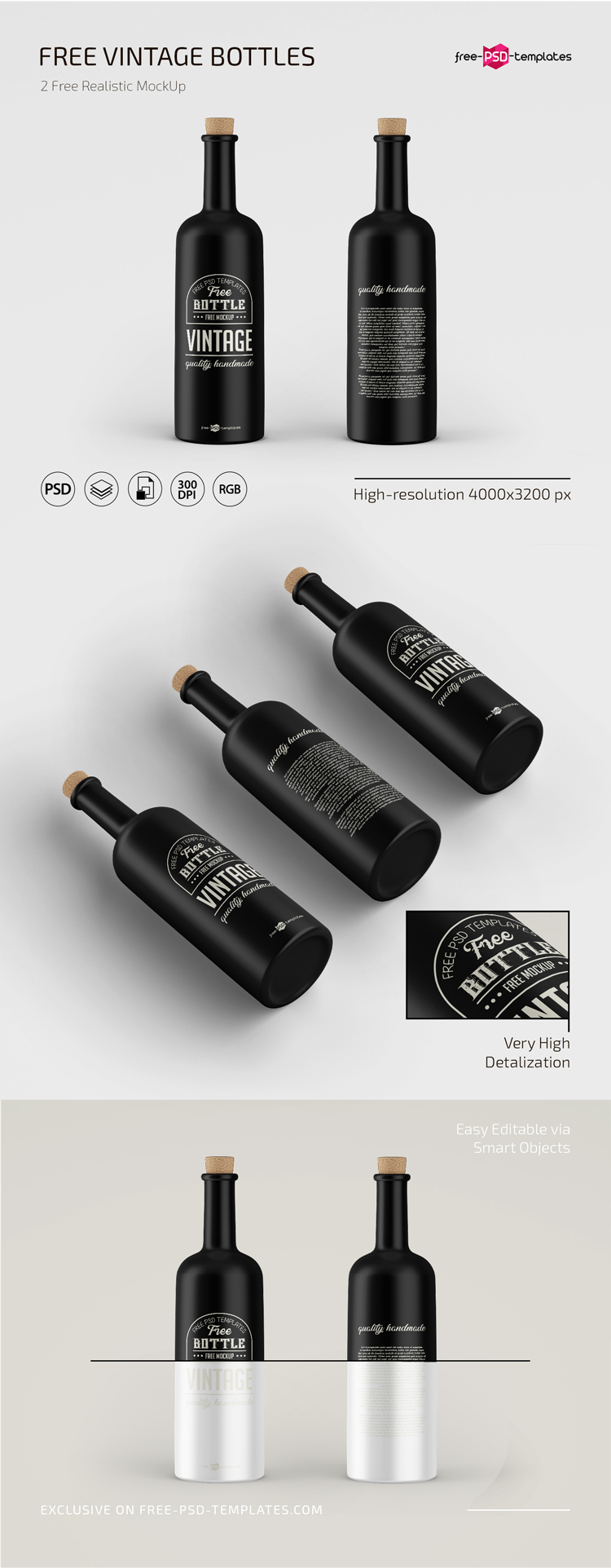 Download Free PSD Vintage Bottles Mockup Template | Free PSD Templates