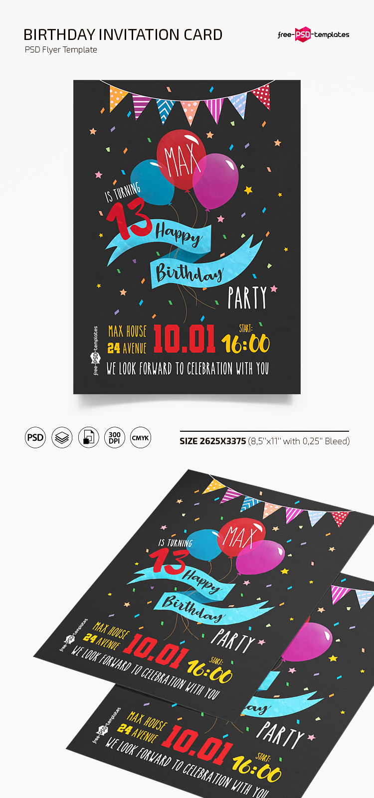 birthday invitation card template free download