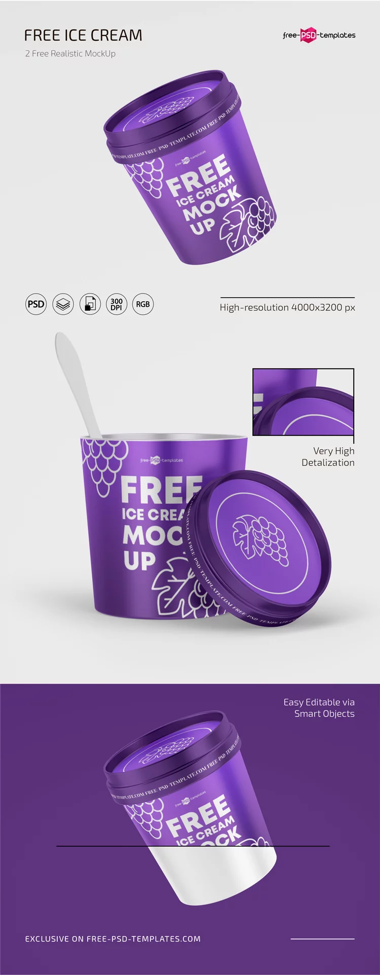 Free PSD Ice Cream Plastic Jar Mockup Template