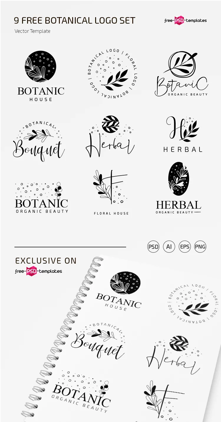 Free Vector Botanical Logo Set Template