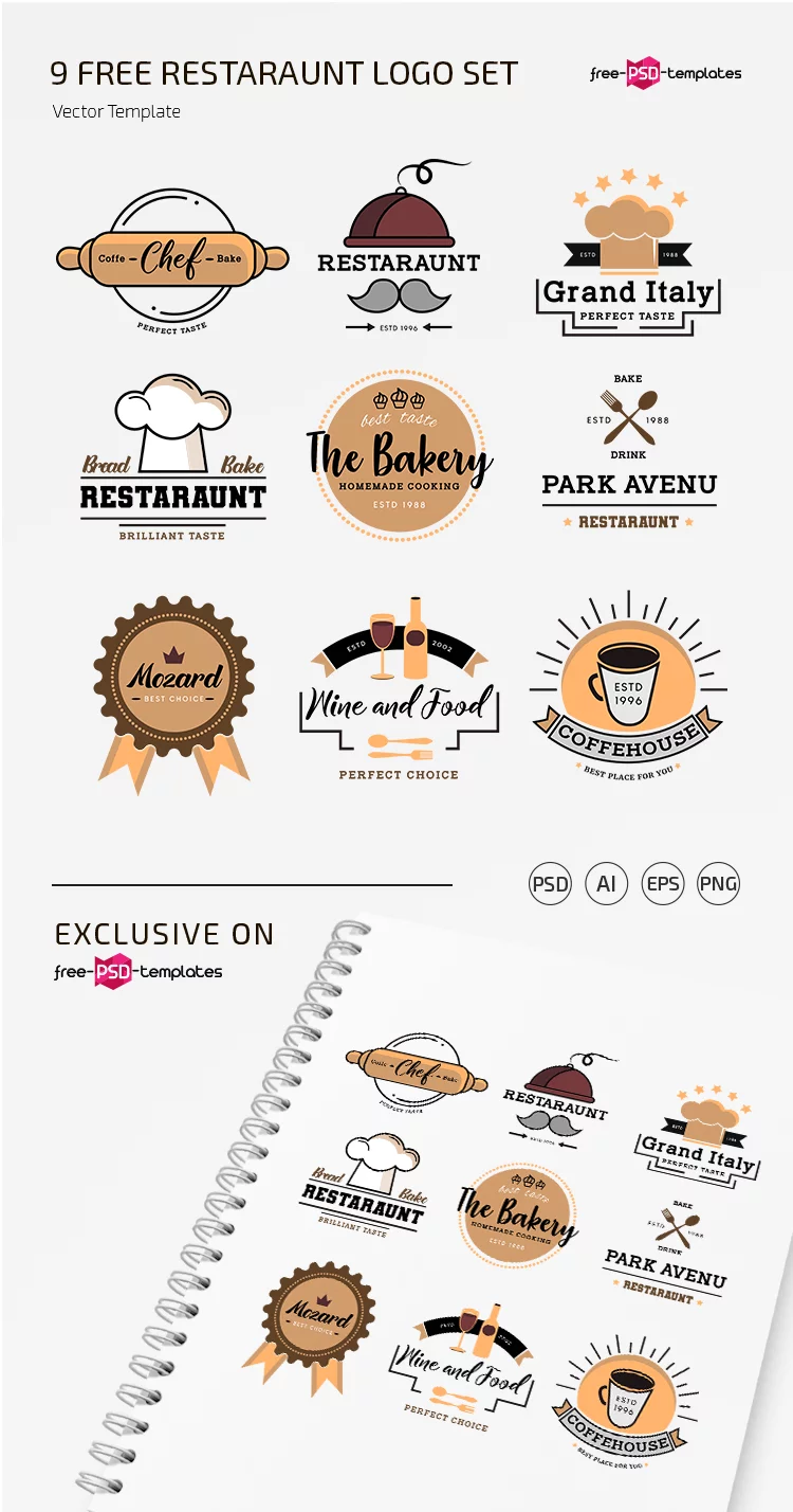 Free Restaurant Logo Set Template