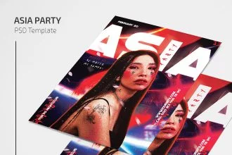Free Asia Party Flyer Template in PSD