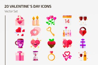 Free Vector Valentine`s Day Icons Template Free Vector Valentine`s Day Icons Template