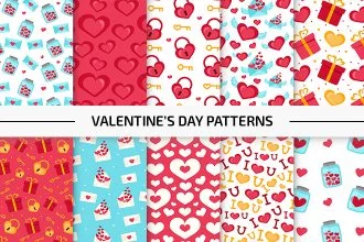 10 Free Valentine’s Day Vector Patterns Set