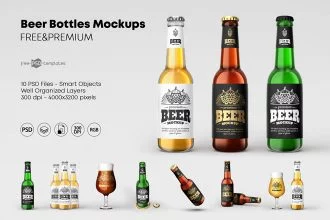 Free Beer Bottle Mockup Set + Premium Version