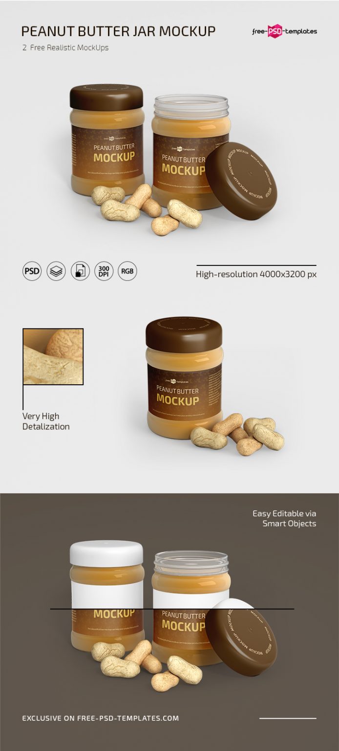 Free PSD Peanut Butter Jar Mockup Templates Free PSD Templates
