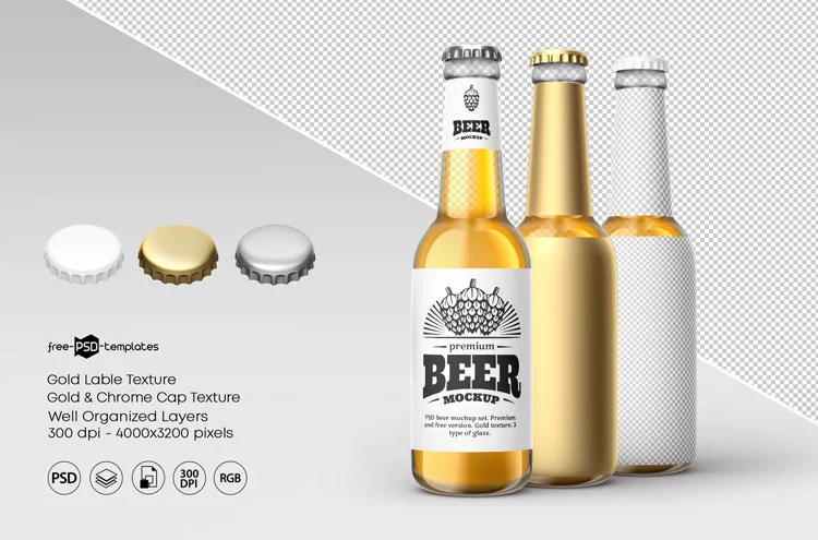 Free Beer Bottle Mockup Set + Premium Version