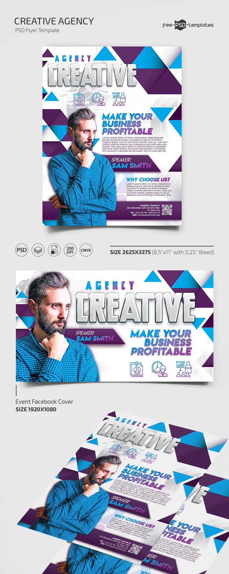 Free Creative Agency Flyer Template in PSD