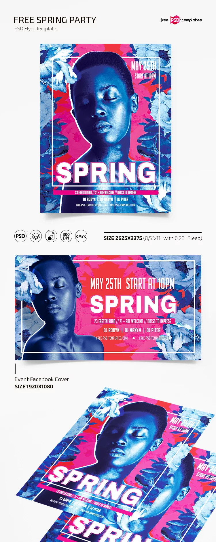 Free Spring Party Flyer Template in PSD