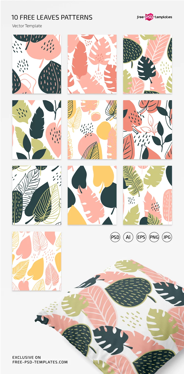 10 Free Leaves Vector Patterns Set