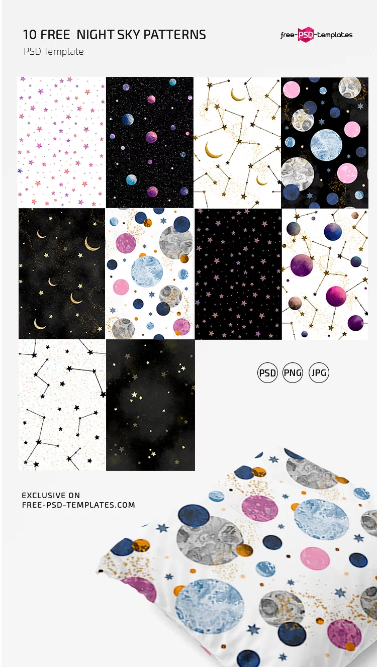 Free Night Sky Patterns Set Template