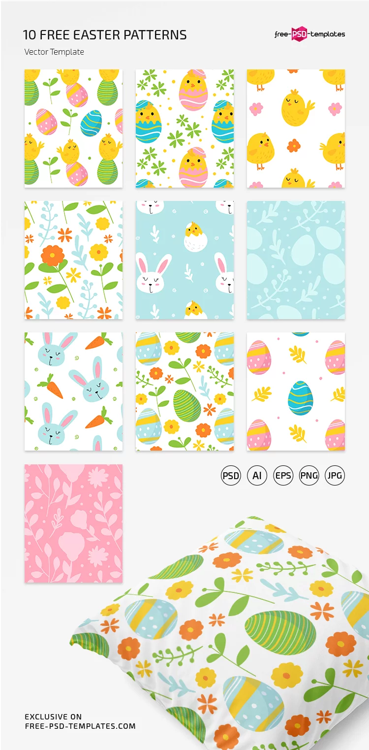 10 Free Easter Vector Patterns Set