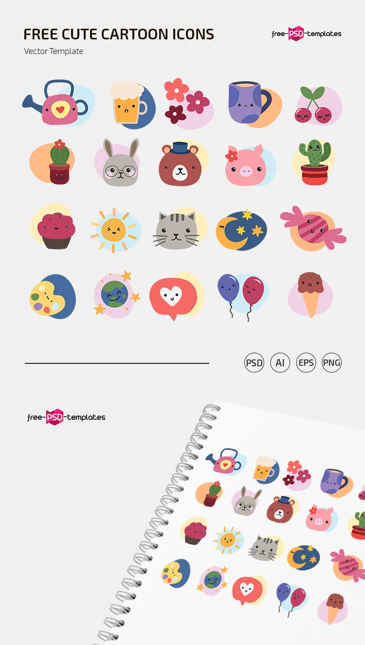 Cute Cartoon Icons Set Templates