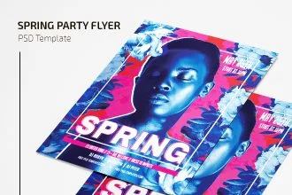 Free Spring Party Flyer Template in PSD