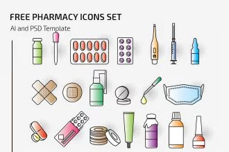 Free Vector Pharmacy Icons Set