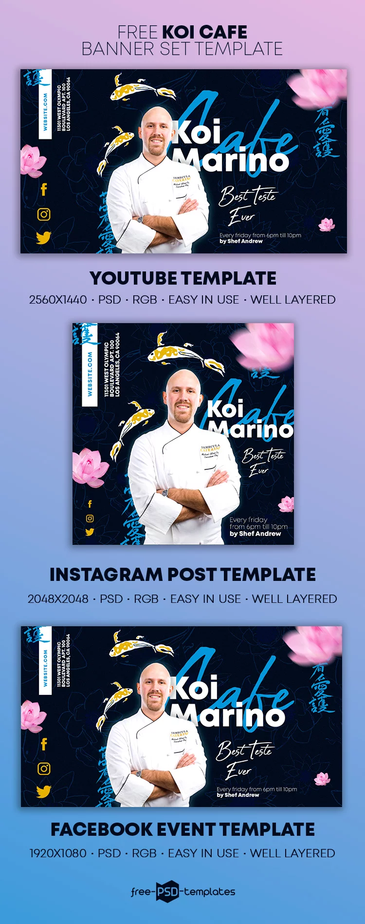 Free Koi Cafe Banner Set Template