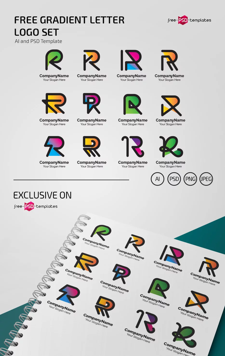 Free Gradient Letter Logo Set