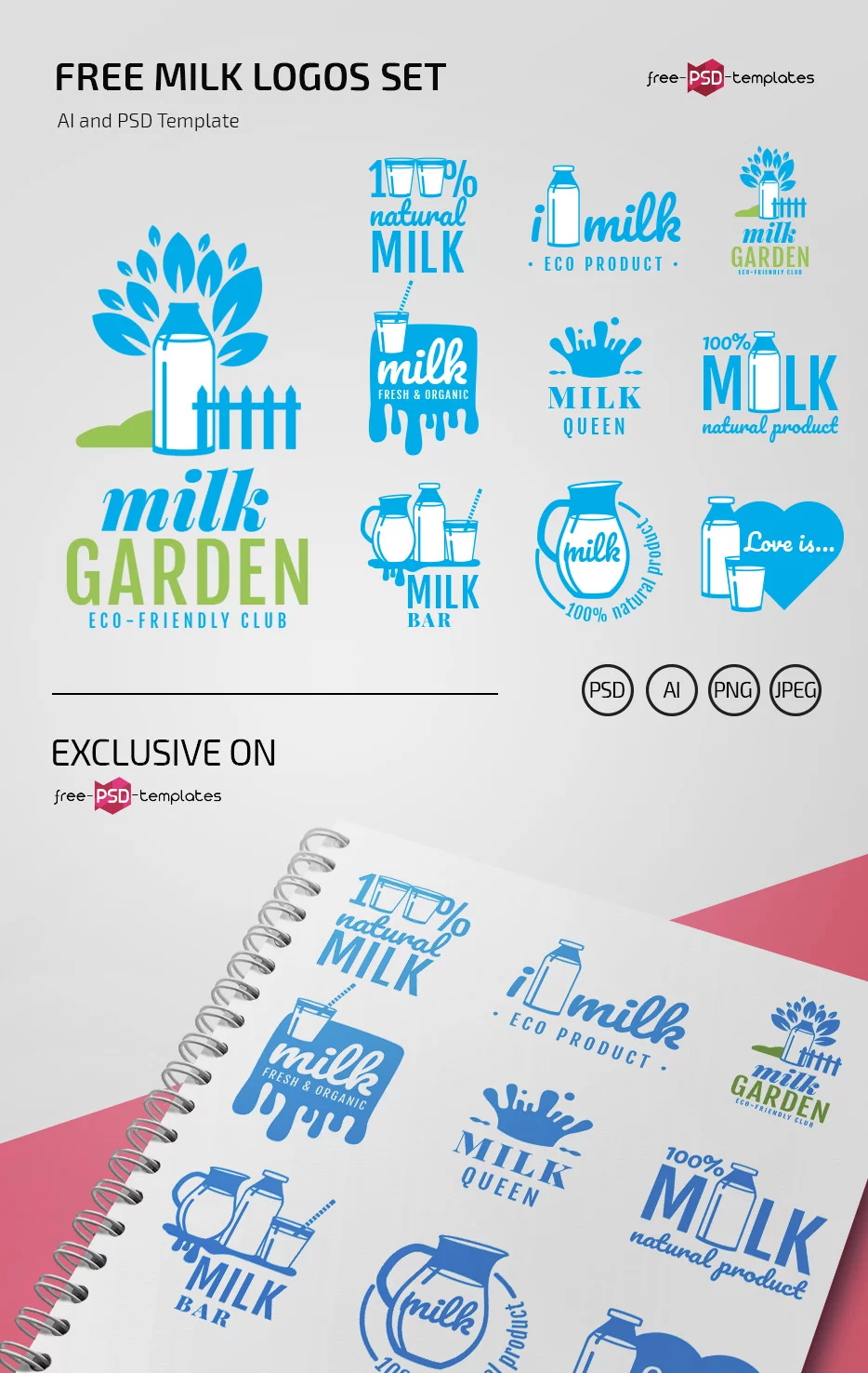 Free Milk Logos Set