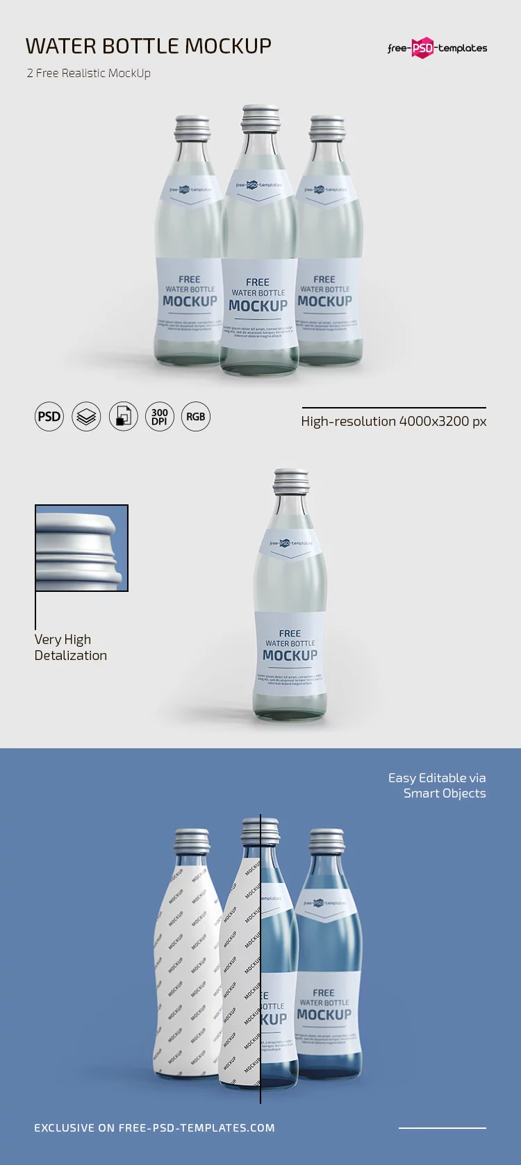 Free PSD Water Bottle Mockup Templates