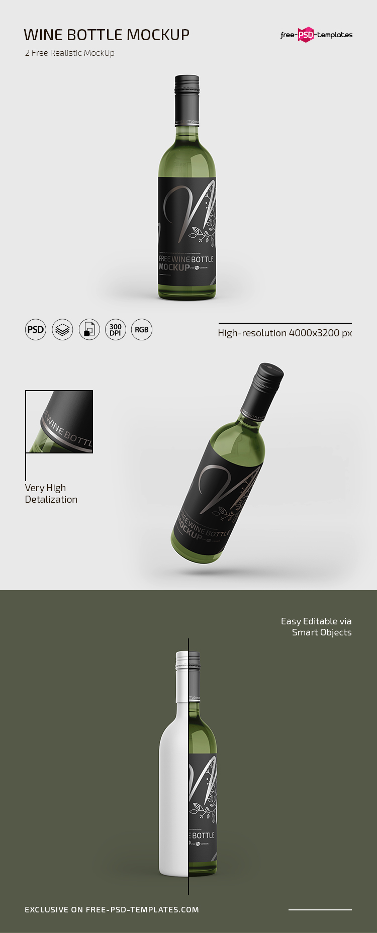 Download Free Wine Bottle Mockup In Psd Free Psd Templates