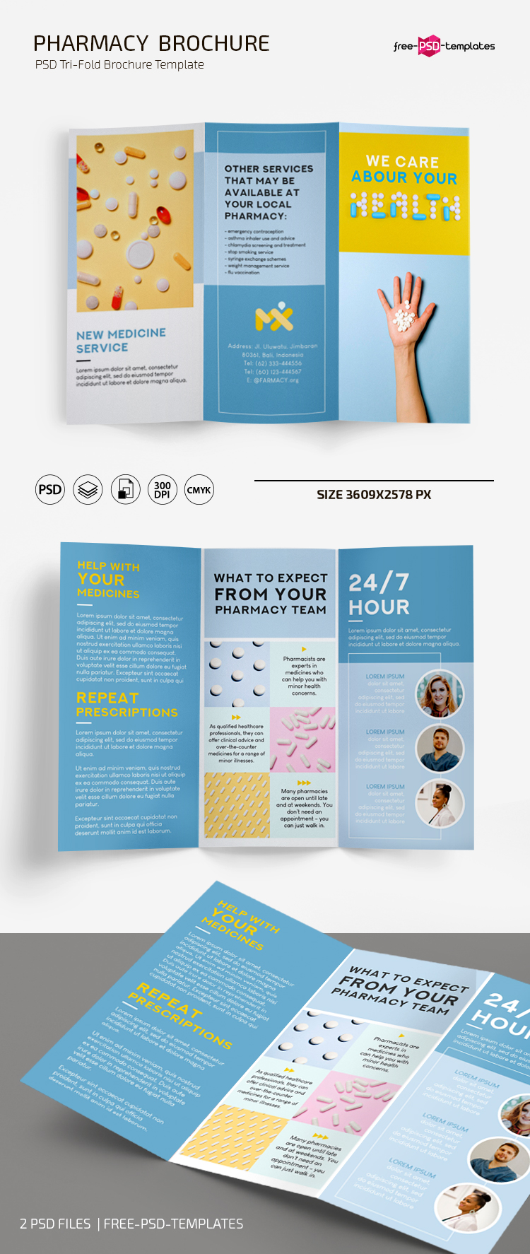 Free Pharmacy Brochure Template in PSD + AI – Free PSD Templates