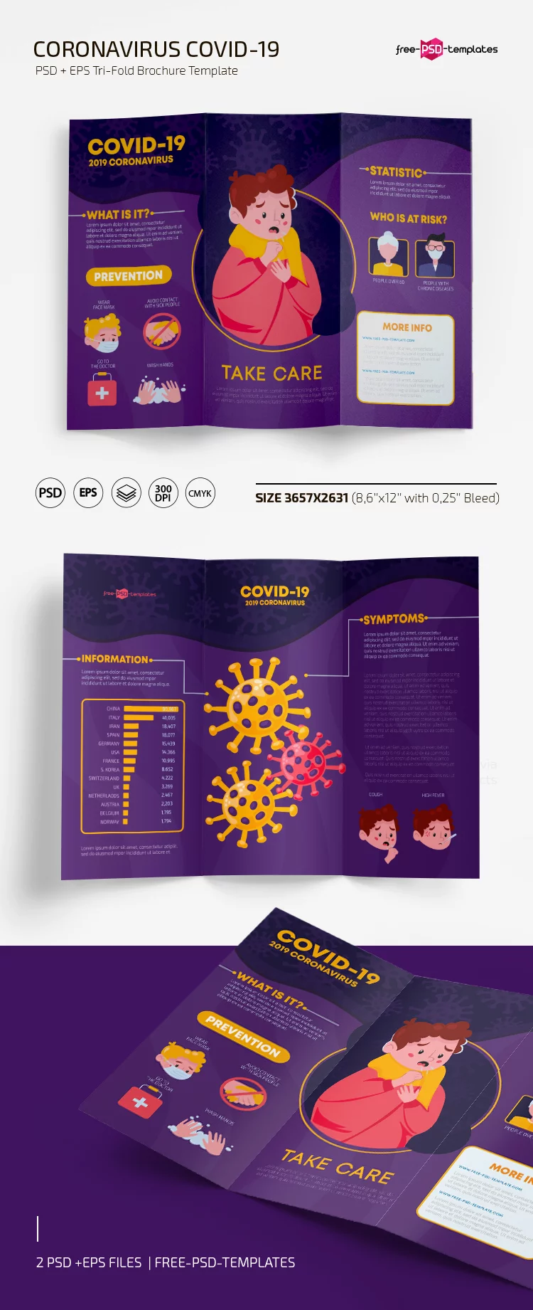 Free Coronavirus Tri-fold Brochure Template in PSD + EPS