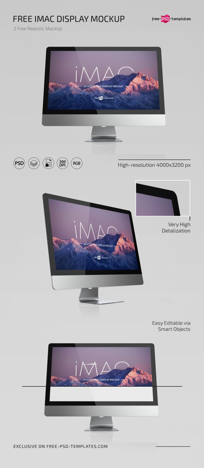 Free Desktop IMac Display Mockup Template in PSD Free