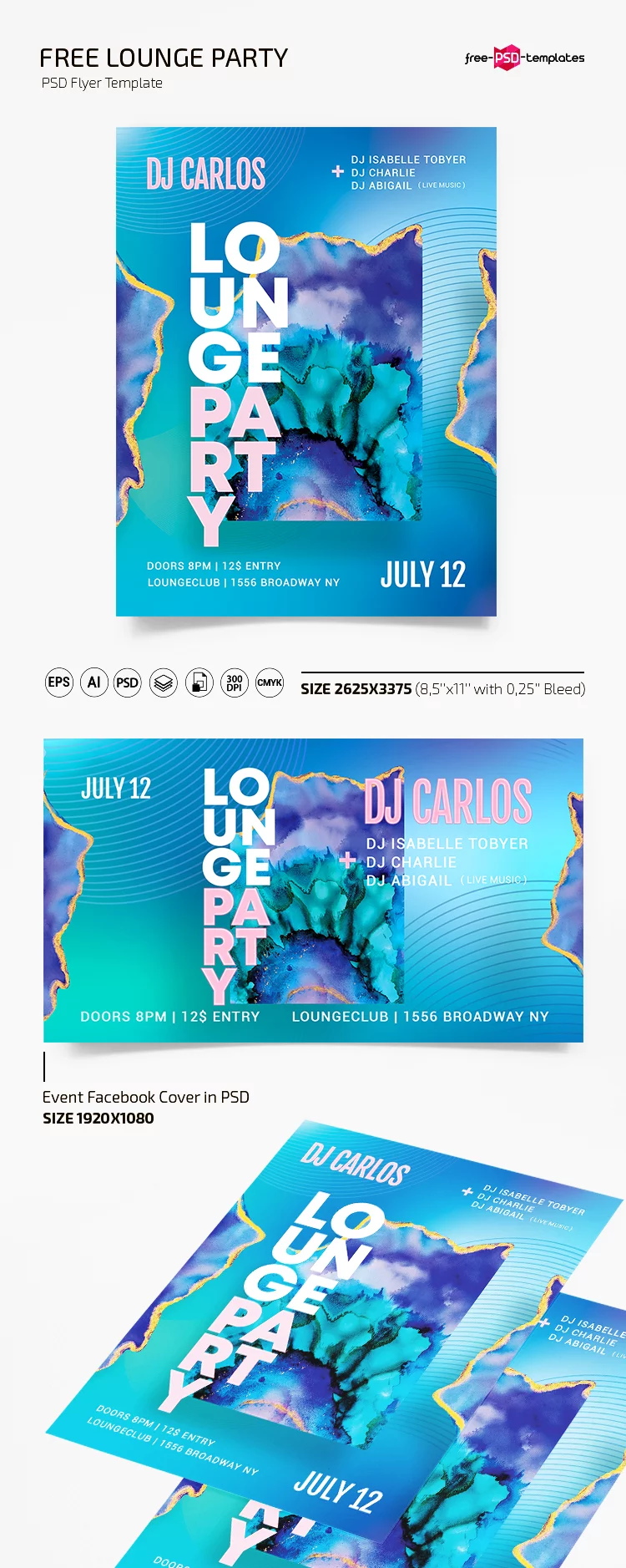 Free Lounge Party Flyer Template in PSD + AI