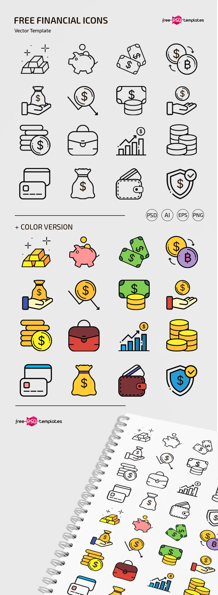 Free Financial Icons Template in PSD +AI