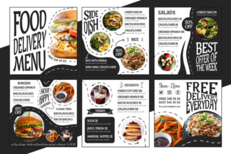 Free Food Delivery Menu Banner Set Template in PSD