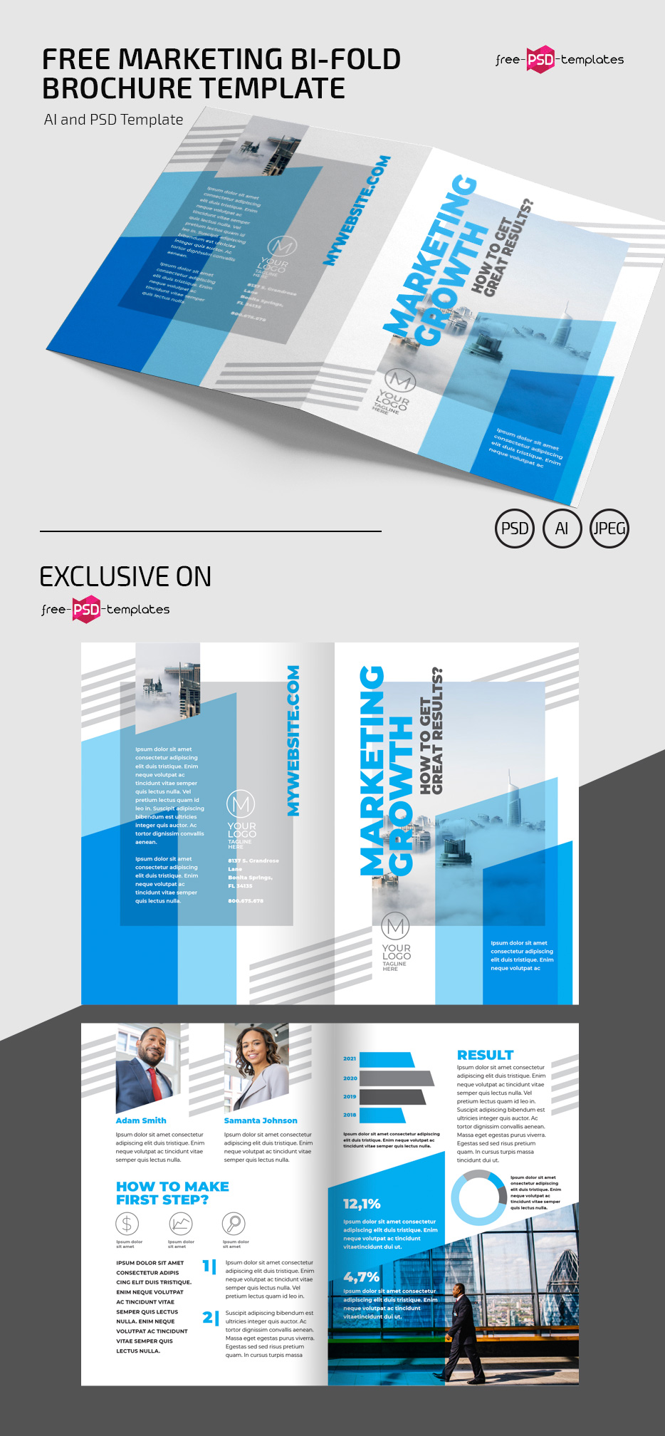 Free Marketing Bi-Fold Brochure | Free PSD Templates