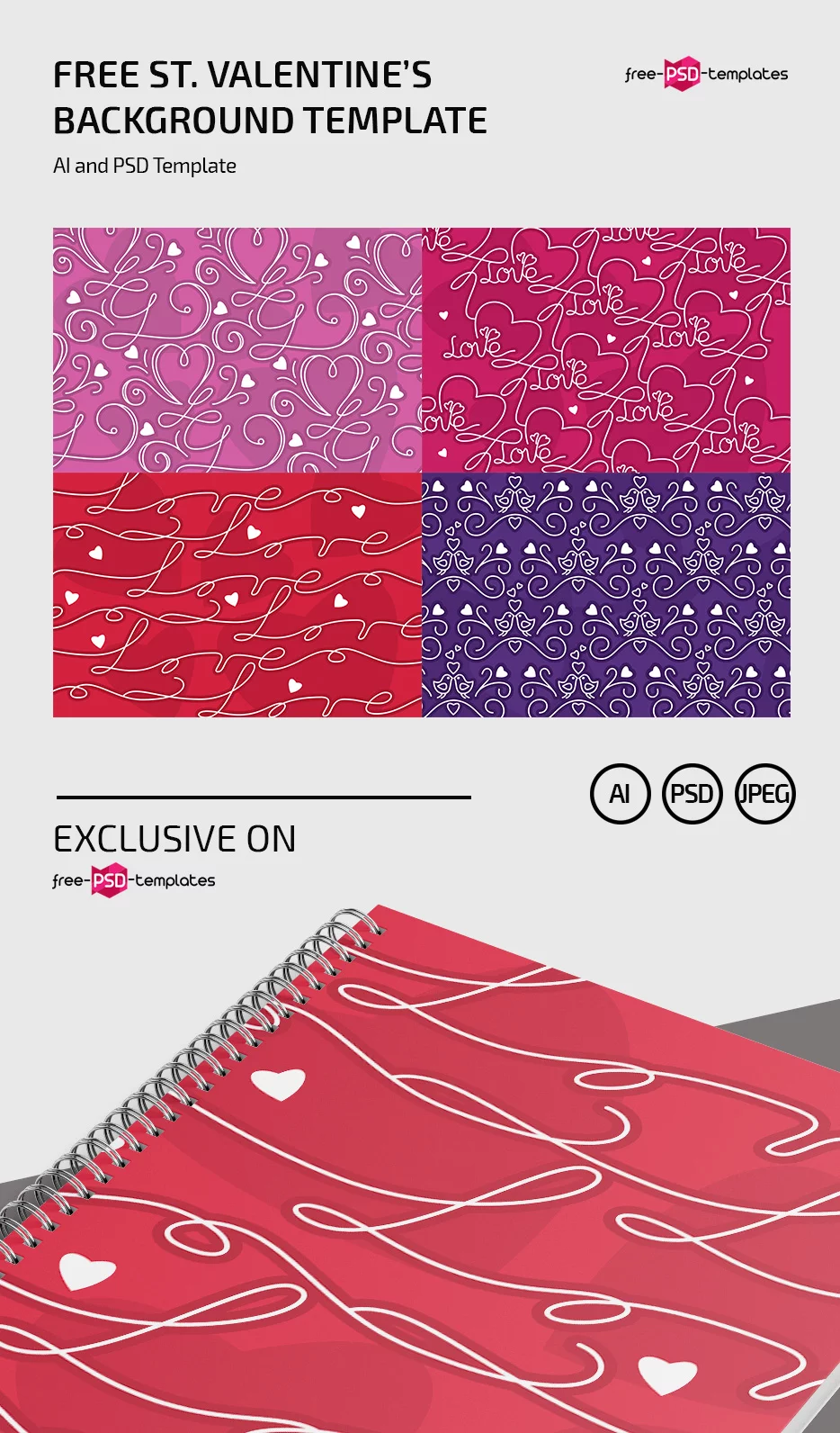 Free St. Valentine’s Background Template in Ai and PSD