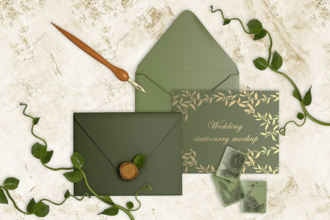 Free Wedding Stationery Mockup in PSD Free Wedding Stationery Mockup in PSD