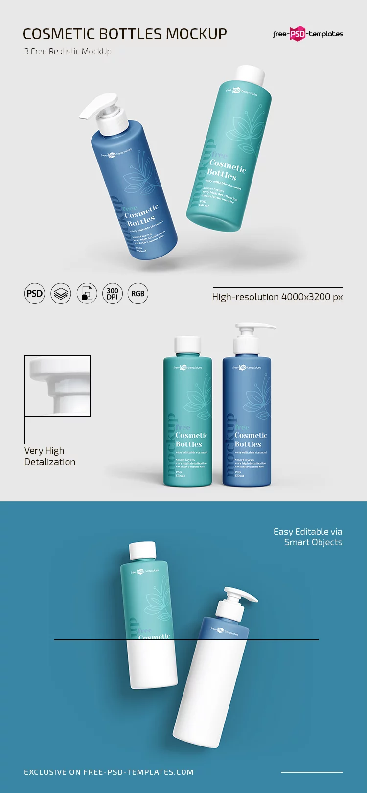 Free PSD Cosmetic Bottles Mockup Templates
