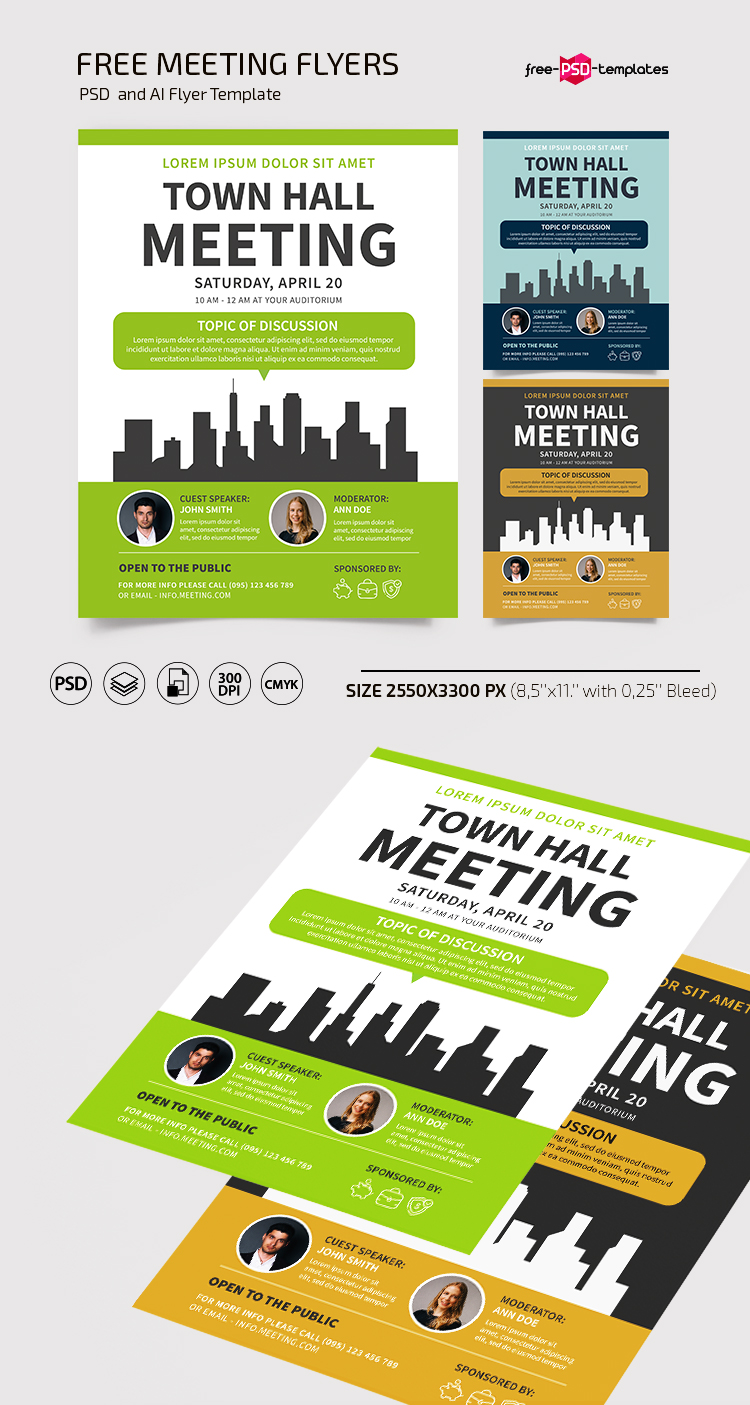 Free Meeting Flyers Template in PSD + AI  Free PSD Templates With Regard To Meeting Flyer Template