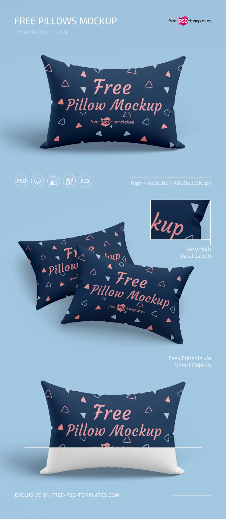 Free Pillows Mockup Template in PSD
