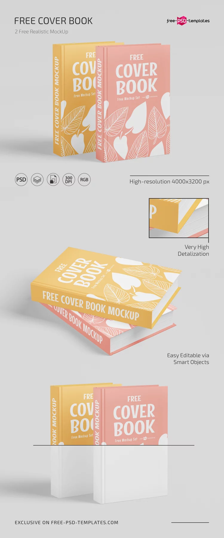 Free Book Cover Mockup Template in PSD